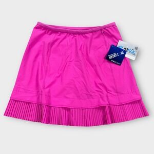 NEW Ibkul 18in Skort Crystal Pleats Women's Medium Hot Pink Quick Dry Sun Block